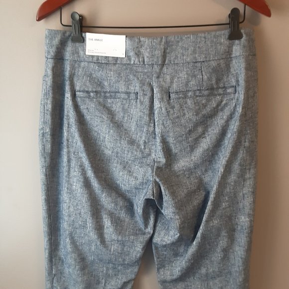 Ann Taylor "The Ankle Pant" Linen Cotton Mid-Rise Light Blue | New! Size 4 - Picture 7 of 13